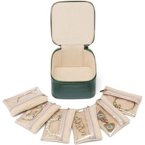 6-Piece Travel Jewelry Pouch Set, Clear Velvet Zipper Bags for Organized Storage, Gift for Women & Girls - 1 of 4