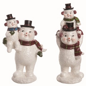 Transpac Large Resin Nostalgic Snowman Figurine Set of 2 Christmas Home Decorations - 1 of 1