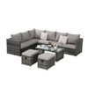 6-Piece Outdoor Wicker Sofa: All-Weather Rattan + Cushions & Glass Top Table – Easy Clean - 2 of 4