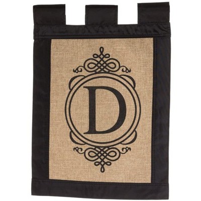 Evergreen Burlap Monogram Garden Flag - D