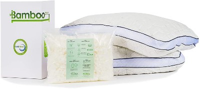 Bamboozzz Bed Pillow 2 Pack - Soft Adjustable Cross Cut Shredded Memory ...