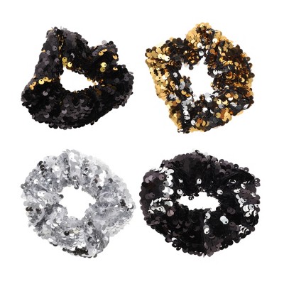 Unique Bargains Fashion Sequins Hair Ties Multicolor 4 Pcs