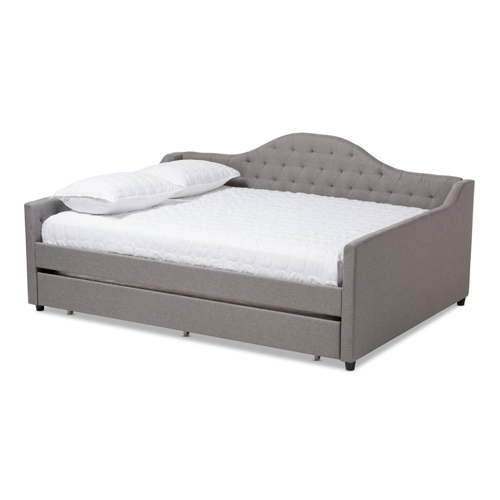 Photos - Bed Frame Queen Eliza Daybed with Trundle Gray - Baxton Studio