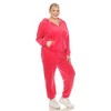 Women's Plus Size 2 Piece Velour Tracksuit Set - White Mark - 2 of 4