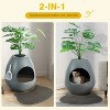LunaLulinlk Grey upgraded version artificial plant cat litter box with deodorizing scoop - 2 of 4
