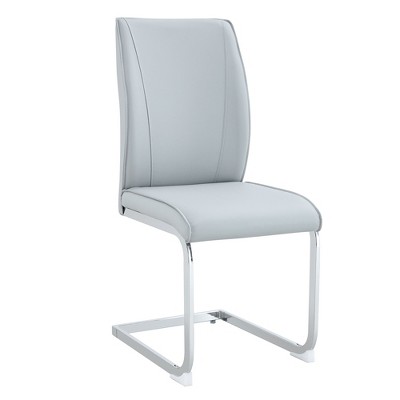 AZL1 Life Concept Accent Chairs 4 Set Luxury Simple Arch Chair PU High Resilience Dining Chair with Arched Metal Silver Leg, White, 17.5"*17.3"*39"