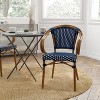 Merrick Lane Sacha Stacking Thonet Bistro Style Chair with Arms, PE Rattan Seat, and Bamboo Finished Metal Frame for Indoor/Outdoor Use - 2 of 4