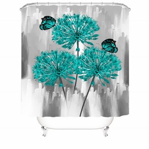 Blue Green Flowers And Butterflies Shower Curtains for Bathroom Waterproof Fabric Bath Curtain Durable Soft Stylish Bathroom Decor 72x72 Inch - 1 of 1