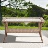 POCASSY Wicker Outdoor Coffee Table, Patio Furniture Rectangular Tempered Glass Top Coffee Table with 2-Lyer Storage - 2 of 4