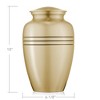 Reminded Adult Cremation Memorial Urn for Human Ashes, Black Stripe Brass Funeral Urn with Velvet Bag - 2 of 4