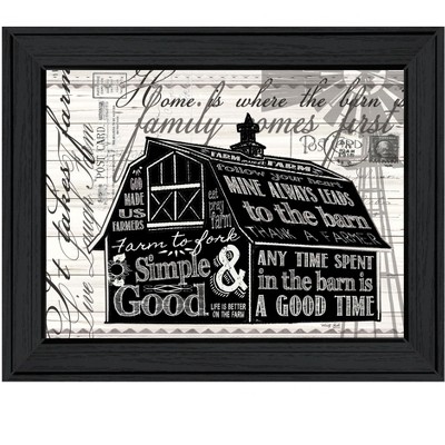 HomeRoots SIMPLE & GOOD BARN Black Framed Print Wall Art