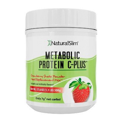 NaturalSlim Metabolic Protein C-Plus Strawberry Protein Shake Powder, 10 Servings