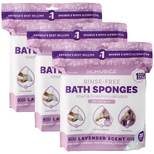 Scrubzz No Rinse Bath Wipes for Adults Bathing, Adult Rinse Free Bath Sponges - Disposable - 1 of 4