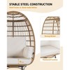 Oversize 360° Swivel Egg Chair - Patio Rotating Rattan Egg Basket Lounge Chair, Steel Frame, with 4 Cushions for Patio, Porch, Backyard, Living Room - 4 of 4