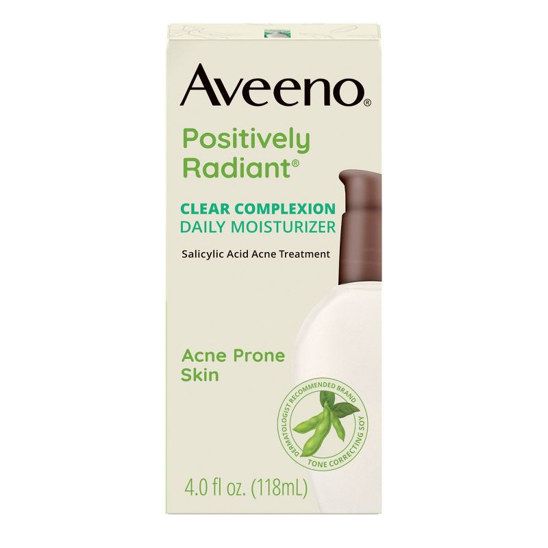 Aveeno Clear Complexion Acne Facial Moisturizer with Soy &#38; Salicylic Acid for Acne Prone Skin - 4 fl oz, 1 of 12
