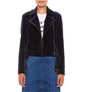 Armani Womens Velvet Motorcycle Jacket, Blue, 42 - 1 of 1