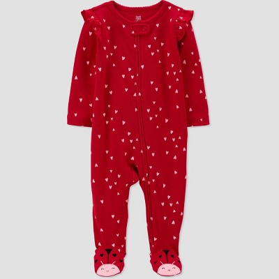 Image of Baby Girls' Ladybug Footed Pajama - Just One You® made by carter's Pink/Red 3M