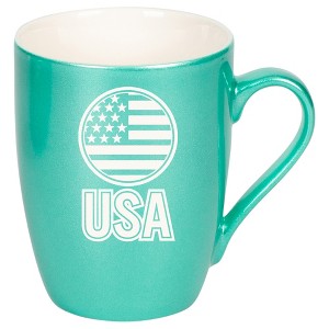 100 North United States of America 10 Ounce Seafoam Metallic Finish, Comfortably Fits Your Hands, New Bone China Coffee Tea Cup Mug, USA - 1 of 1