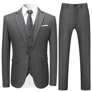 Cloudstyle Mens Stylish 3-Piece One Button Dress Suit Classic Fit Formal Jacket & Vest & Pants - 1 of 4