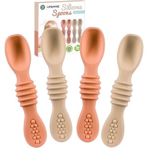 Silicone Baby Spoons for Baby Led Weaning 4-Pack, First Stage Baby Feeding Spoon Set Gum Friendly BPA Lead Phthalate and Plastic Free - 1 of 4