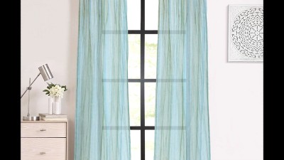 Apricot Sheer Polyester Pleated Rod Pocket Curtain Panel 52" x 95"