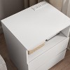 Gulches 2-Pack End Table with Fast USB-C Charging Station, 2 Drawers & Open Storage, Modern Wood Side Table for Living Room Bedroom Office, White - 4 of 4