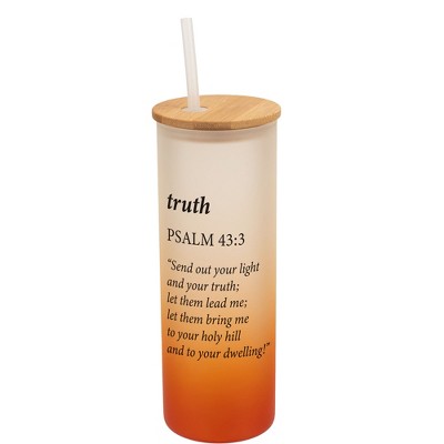 Elanze Designs Truth Light Lead Me Holy Psalm 43:3 Wrap-Around Design 25 Ounce Frosted Gradient Glass On-The-Go Coffee Travel Skinny Tumbler Mug Cup,
