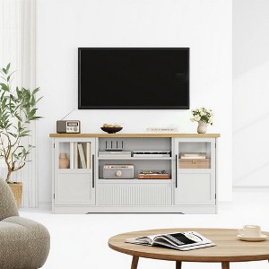 63" TV Stand for TVs up to 72" - Modern Entertainment Center with 2 Glass Door Cabinets & Open Shelves, Media Console for Living Room - 1 of 4