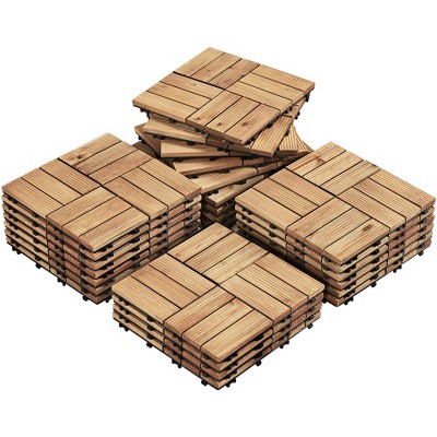 Yaheetech Pack of 27 Waterproof Plastic Interlocking Fir Wood Flooring Tiles