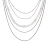 Slickblue Layered Chain Necklace, Smiley Face Pendant, Multi Strand Festival Jewelry, Boho Style, Silver, 16"+2" - 2 of 3