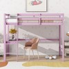 NicBex Twin Size Loft Bed with Desk Wooden Bed Frame with Long Ladder and Full Length Guardrail, No Box Spring Required, Pink - 2 of 4