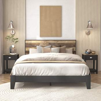 Galano Layton 3-piece Amber Walnut Queen Wood Bedroom Set With ...