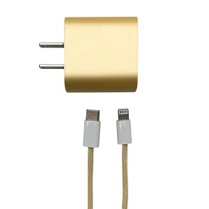 Olivia Pratt Solid Color Wall Charger 20W USB-C Power Adapter with USB-C to Lightning 3.3ft Nylon Cable - 1 of 4