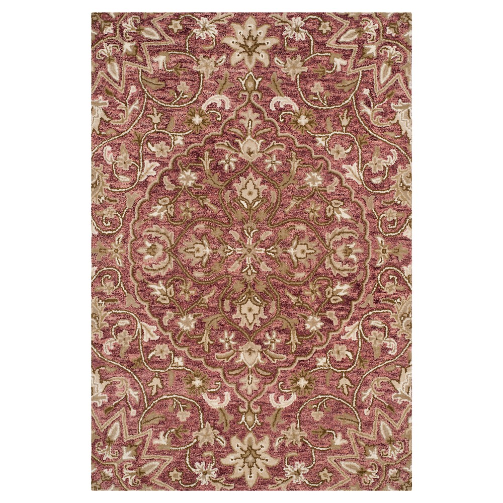 Rose/Taupe Botanical Tufted Area Rug - (4'x6') - Safavieh