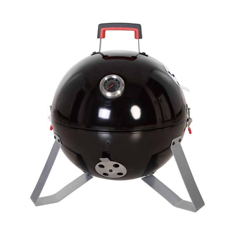 Captiva Designs 18&#34; Vertical Dual Layer Charcoal Smoker Grill with Porcelain-Enameled Smoking Chamber GR14 Black, 6 of 11
