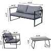 Tree City 4-Piece Patio Furniture Set with Coffee Table, Modern Outdoor Sofa Conversation Set, Gray - 4 of 4