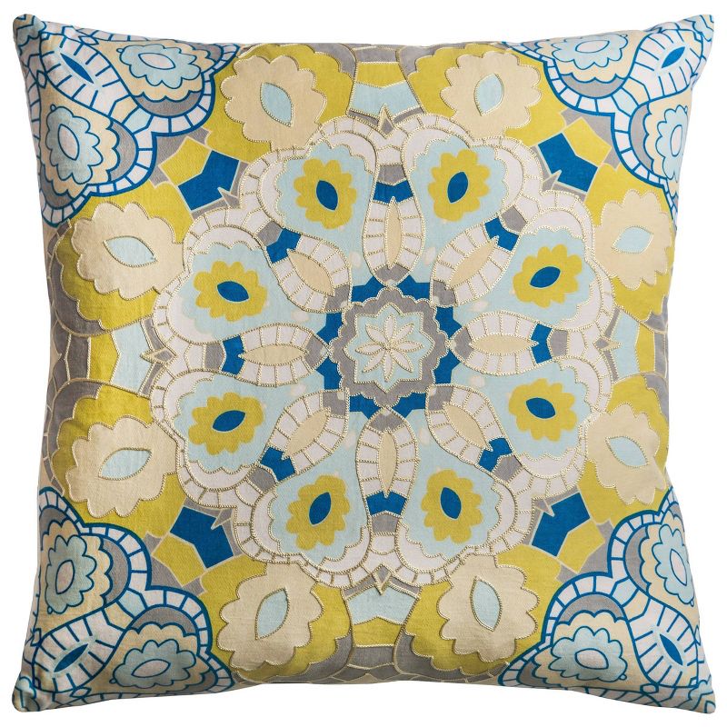 20&#34;x20&#34; Oversize Poly Filled Medallion Square Throw Pillow Light Yellow - Rizzy Home, 1 of 5