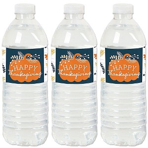 Big Dot of Happiness Happy Thanksgiving - Fall Harvest Party Water Bottle Sticker Labels - Set of 20 - 1 of 4
