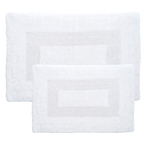 2pc Solid Bath Mat Set White - Yorkshire Home: Cotton Tufted Bathroom ...