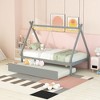 Twin Size Tent Floor Bed Frame, House Top Bed With Trundle, Pull Out Bed, Easy Assembly, Slat Mattress Foundation, No Box Spring Needed - 2 of 4
