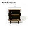 LuxenHome Mid-Century Modern 2-Door Nightstand and End Table with Slatted Slidng Doors Brown - 3 of 4