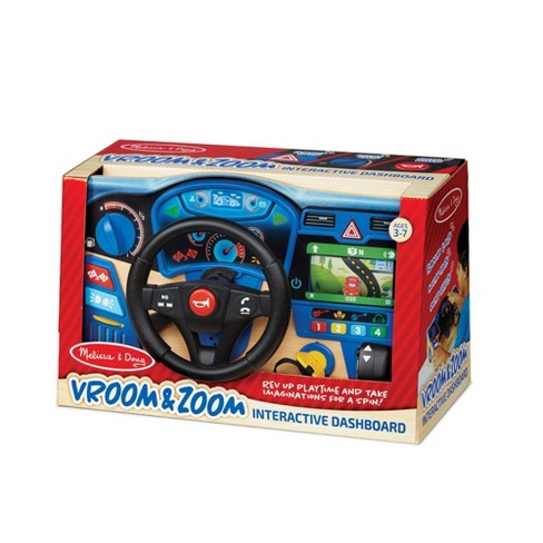 Melissa & Doug Vroom & Zoom Interactive Wooden Dashboard Steering Wheel Pretend 