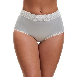 INSPIRE CHIC Women's High Waisted Lace Trim Briefs Cotton Full Coverage Underwear Panties - 1 of 4