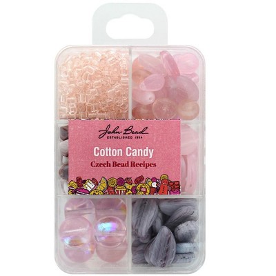 John Bead Recipe Box Mixed Glass Beads Cotton Candy, 110g