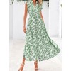 Coolmee Women's Summer Floral Midi Dress Casual Cap Sleeve V Neck Ruffle Tiered Flowy Boho Long Sundresses - 2 of 4