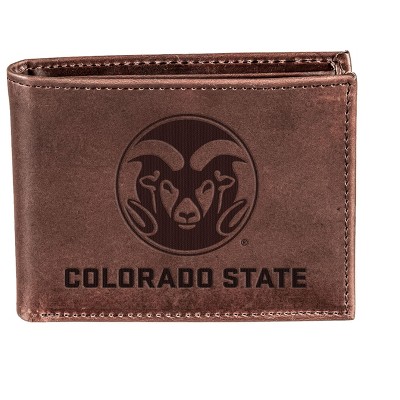 Evergreen NCAA Colorado State Rams Brown Leather Bifold Wallet Officially Licensed with Gift Box