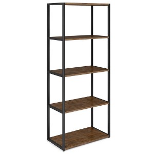 72" Brinkley Bookcase Rustic Natural Aged Brown - WyndenHall: Industrial Design, Metal Frame, 4 Open Shelves - 1 of 4