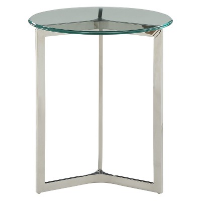 Volusius End Table Clear Glass Sliver - Acme Furniture