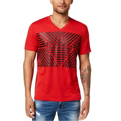 I.N.C International Concepts Mens Line Stripe Graphic T-Shirt, Red, XX-Large