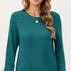 Anna-Kaci Women's Long Sleeve Ribbed Knit Top with Rounded Hem and Relaxed Fit - 3 of 4